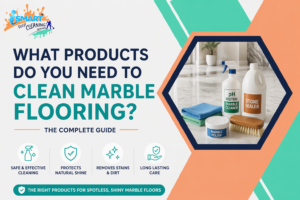 Essential marble floor cleaning products like pH neutral cleaner, microfiber cloth, stone sealer and polish for maintaining shiny marble floors in Vijayawada